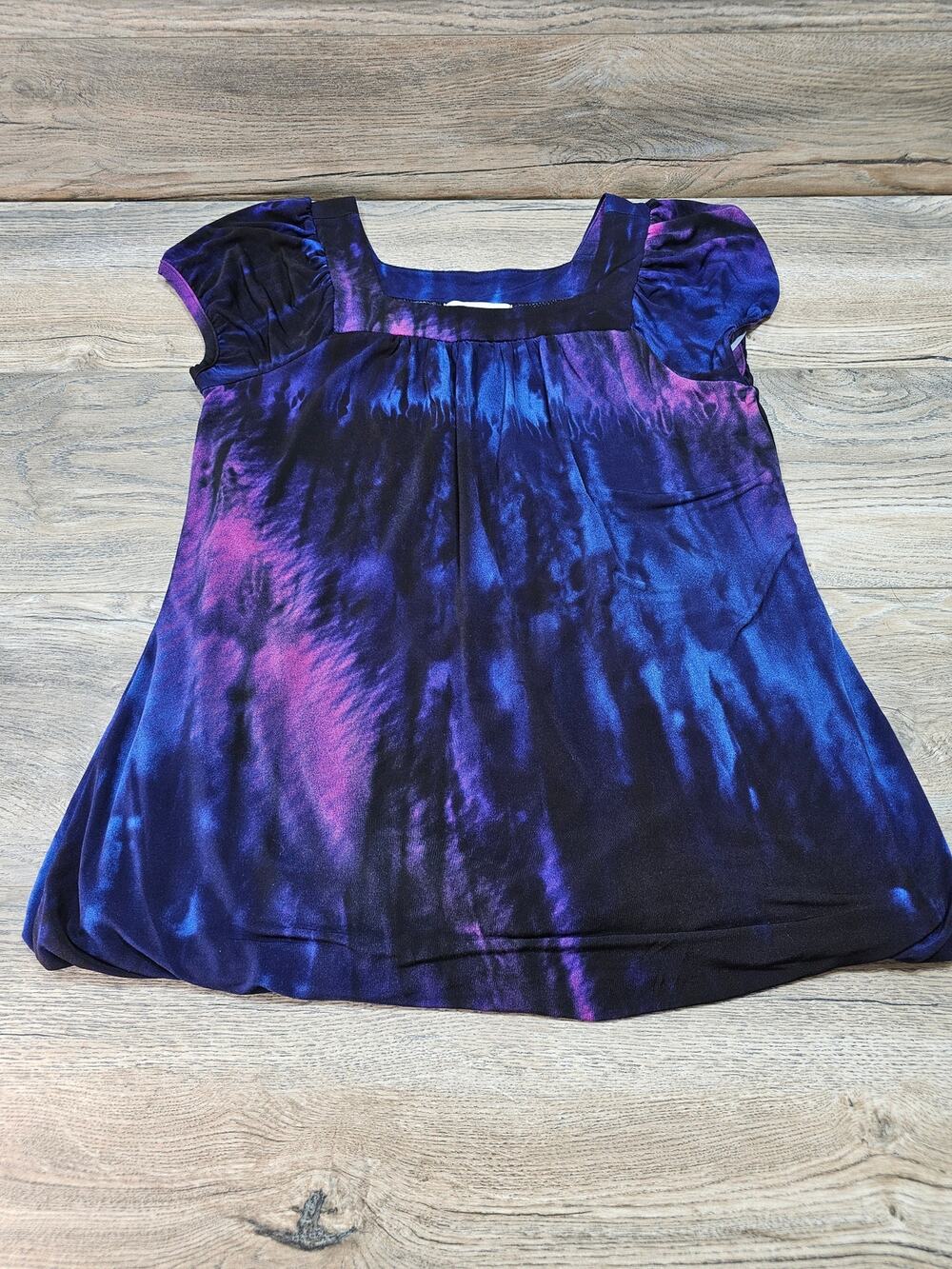 Dressbarn Women's Purple Blue Tie Dye Sleeveless Stretch Pullover Blouse Top